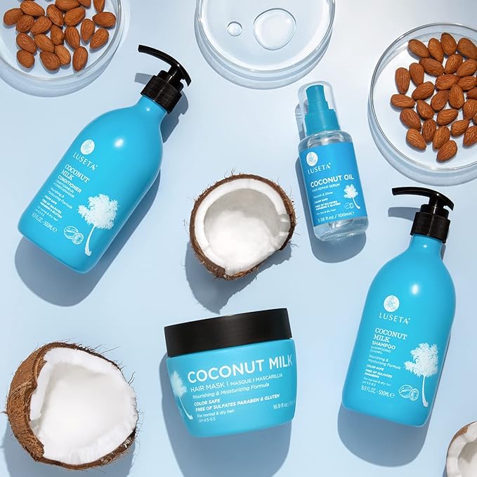 Luseta Coconut Milk Hair Mask 16.9 oz Hydrating Hair Treatment for Dry Damaged Hair – Deep Conditioner for Split Ends and Breakage, Intense Hydration at Home