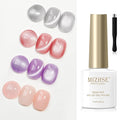 MIZHSE Cat Eye Gel Nail Polish, Moonlight Magnetic Gel Polish and Sheer Nude Nail Kit with 1 Magnet Stick, Glass Shiny Effect Silver Pink Purple Soak Off Manicure Home DIY
