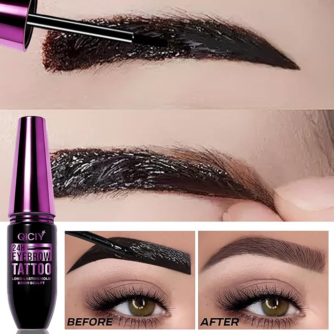 2PCS Peel Off Eyebrow Tint Gel, Semi-Permanent Color Brow Dye, Waterproof Long-Lasting Tattoo Eyebrow Gel for Fuller Defined Brows Makeup, Smudge-Proof, Easy Peel, Lasts Up To 24 Hours (Light Brown)