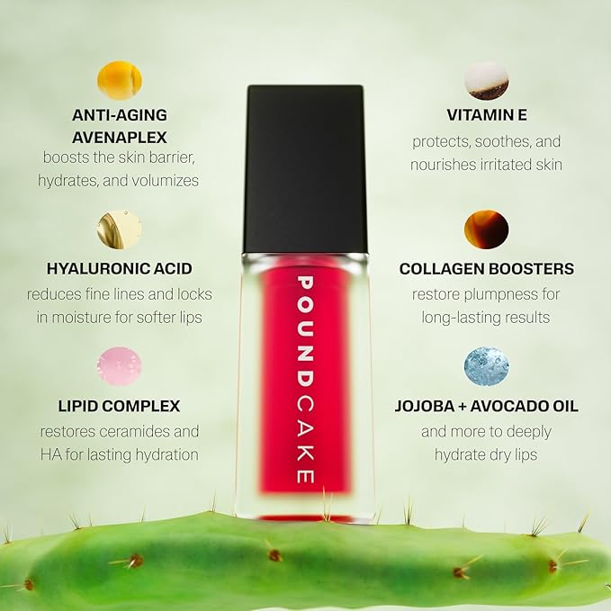 POUND CAKE Cake Theory: Lip Tone Equalizing Oil | For Balanced Lip Color | Hydrating and High-Shine Blurring Lip Oil with Pink Tint | Clean, Vegan, and Moisturizing Formula – 0.23 oz, Cactus Jam