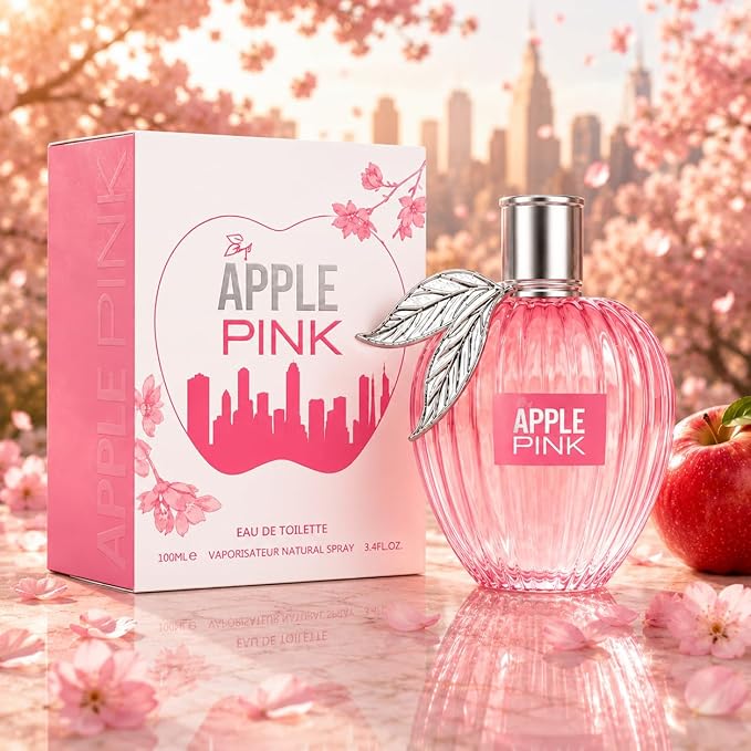 Big Apple Pink Eau de Parfum for Women, 100ml / 3.4 fl oz Long-Lasting Perfume Spray, Fresh Fruity Floral Fragrance with Grapefruit, Apricot, Rose, Jasmine & Red Apple, Cruelty Free & Vegan