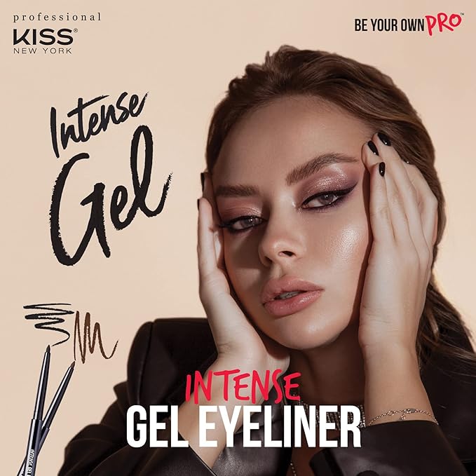 KISS NEW YORK Pro Intense Gel Eyeliner with Built-In Sharpener, Waterproof, Smudge-Proof, Long Lasting Gel Eyeliner Pencil (Black Brown)