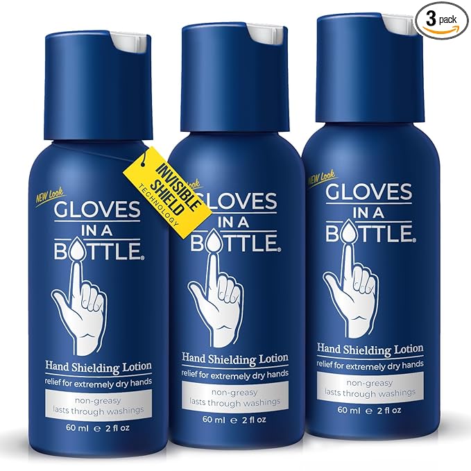 Gloves in a Bottle Shielding Lotion Great for Dry Itchy Skin, Grease-Less and Fragrance Free, 2 oz./60 mL, Pack of 3