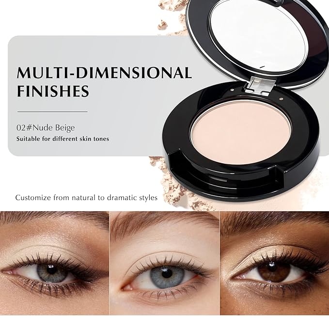 Nude Beige Matte Eyeshadow Palette, Mini Monochrome Powder Eye Shadow for Older Women, High-Pigment White Eyeshadow Compact sombras para ojos, Naturing-Looking Smooth Blendable Color