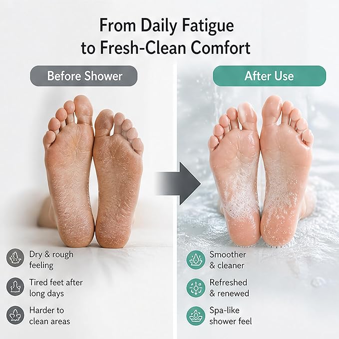 Dual-Sided Silicone Shower Foot Scrubber Mat – Foot Scrubber in Shower for Deep Cleaning & Exfoliation | Wall-Mounted Shower Foot Scrubber Mat & Back Cleaner for Men and Women(Blue, Standard)
