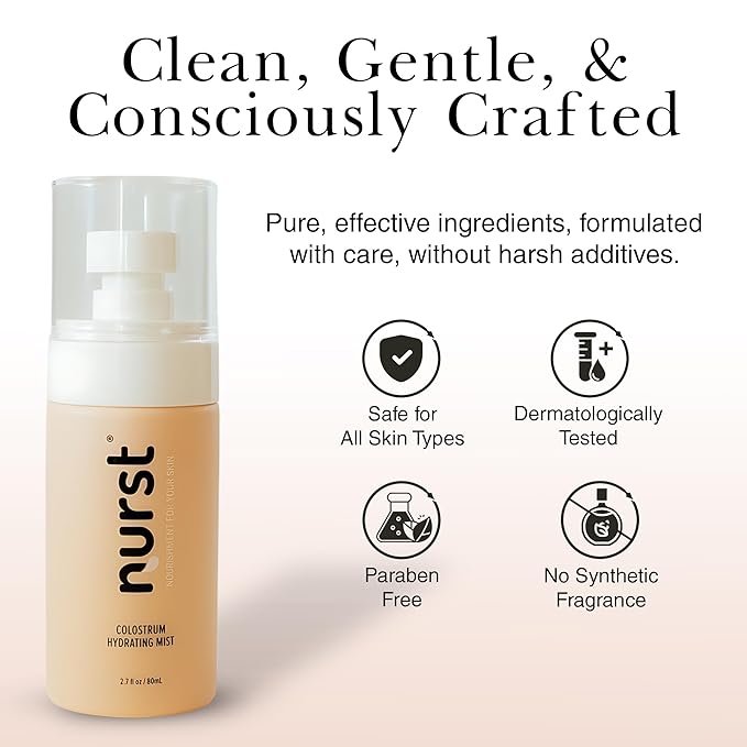 Colostrum Hydrating Face Mist - 2-in-1 Facial Spray & Serum - Hyaluronic Acid Niacinamide Setting Spray - Prepares Skin for Skincare - Cucumber Aloe Mist 2.7oz