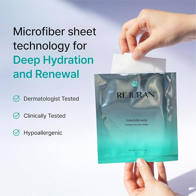 REJURAN® Turnover Mask, c-PDRN® (5ea) – Original Salmon DNA for Firming, Hydration, Repairing & Revitalizing. Achieve Youthful, Radiant Skin. Korean Skincare. Ultra Microfiber Sheet Mask
