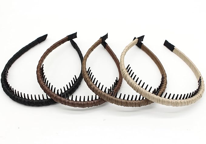 JOBAND Plastic Headbands for Women,Non Slip Hair Bands for women's hair,headband with teeth Suitable Spa,Yoga,Sports and Daily Use (Pack of 4)