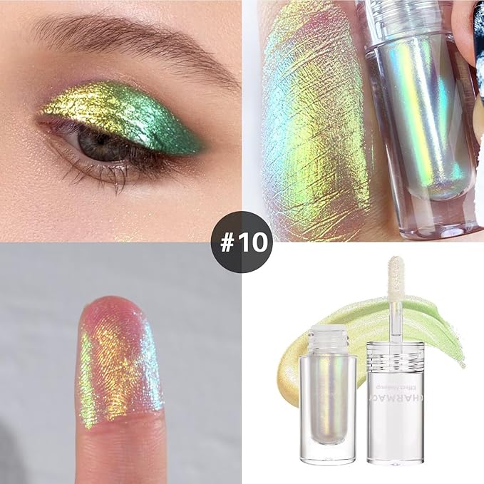 CHARMACY Liquid Duochrome Eyeshadow, Multi-Dimensional Eye Looks, Long Lasting Glitter Eye Shadow Sets Metallic Pigments, Quick Drying, Sparkling Shiny Eye Makeup for Beginners #10