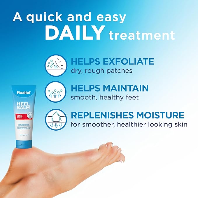 Flexitol Heel Balm, Cracked Heel Cream & Foot Balm, Intensive Hydration for Dry, Rough Feet & Heels, Urea-Based Moisturizing Cream, 4 oz Tube