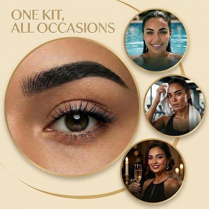 Lash Color Kit, Professional Natural Brown Eyelash & Eyebrow Color Kit Lasting for 2 Weeks, Temporary Brow Color with Gentle Ingredients, Safe & Easy for Salon Home Use for Women Girl Mom Wife
