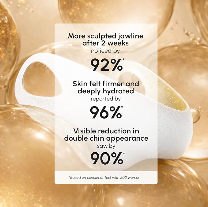 MAREE Chin Strap V Line Lifting Mask - 24K Gold Face & Neck Lift Tape Mask - Double Chin Strap for Sleeping - Neck Wrinkle Patches Reducer & Jawline Shaper for Firming, Tightening & Lifting - 10 PCS