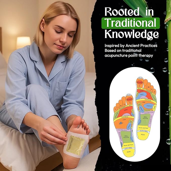 Foot Pads Patches for Deep Cleansing: Bamboo Wood Vinegar Ginger Feet Pads, 14 Packs