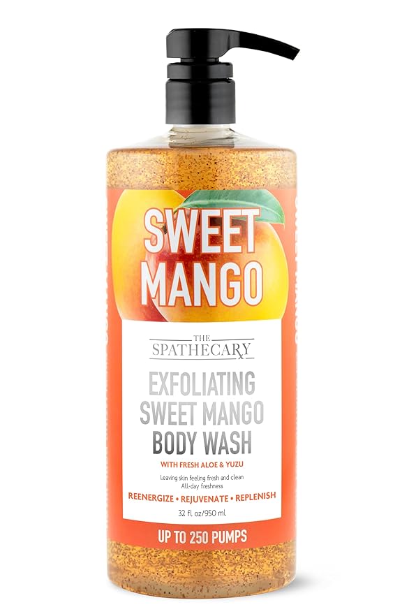 Exfoliating Sweet Mango Body Wash, with Aloe and Yuzu Packed with Antioxidants, 32 oz