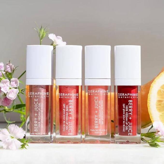 Seraphine Botanicals Berry + Juice - 100% Vegan Lip Gel Tinted Gloss 0.20 fl oz (Pink Berry)