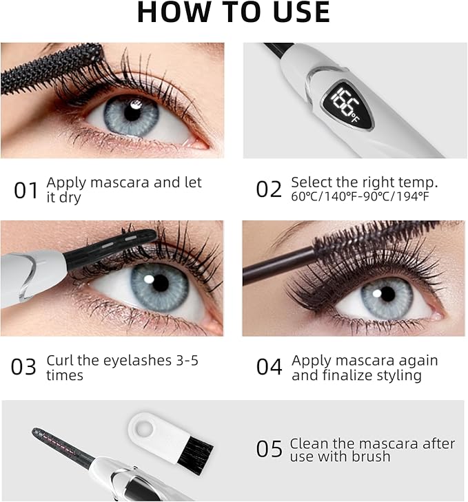 Heated Eyelash Curler, S600 Heated Lash Curler, Accurate Temperature Control Electric Eyelash Curler Heated - Intelligent Power Off, Long Lasting (Vanilla Ice/Silver, S600-148MM)