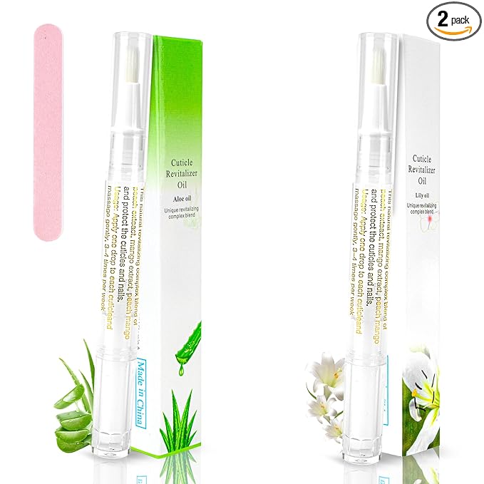 2PCS Cuticle Oil Pen for Nails,Nail Oil Pen for Nail Care,Cuticle Oil for Nails with Nail File,Nail Oil Cuticle Prevent Dry Cracking and Hangnails,Deep Nourishment(Lily & Aloe Flavor)