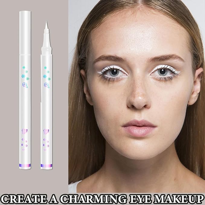 5 PCS White Eyeliner Pencils,Professional Long Lasting Waterproof White Makeup Pencils,Highly Pigmented Inner Corner Eye Highlighter Eyeliner Pencil,Eye Liner Pen Sets 03