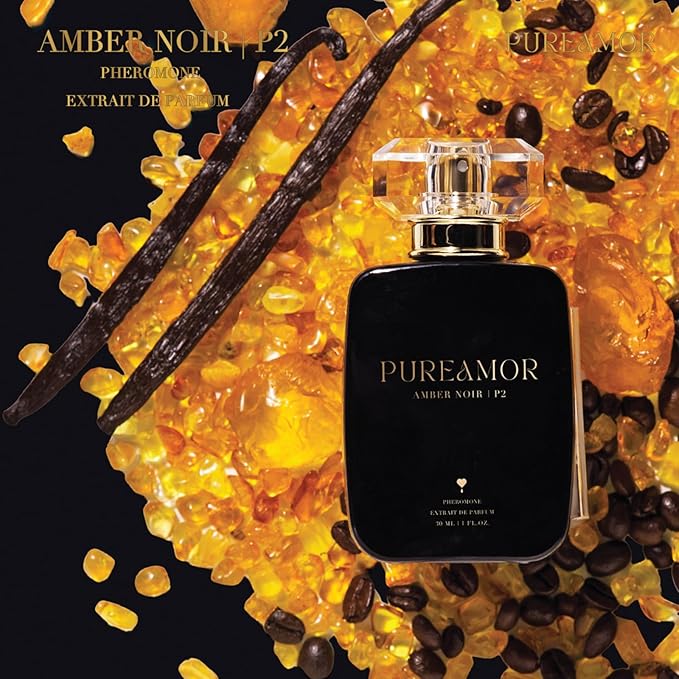 PUREAMOR Pheromone Perfume for Women, Amber Noir Extrait de Parfum - Long Lasting Vanilla Amber Scent, 30% High Concentration, Full Size Fragrance Spray, 1.0 oz / 30 ml