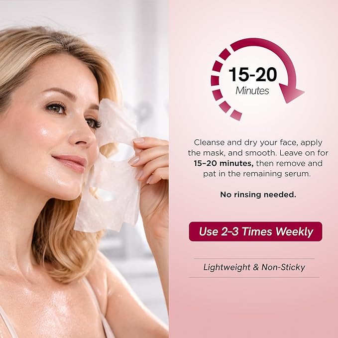 Skin 2.0 Salmon DNA PDRN Face Mask with Collagen – Dermatologist Tested, Anti Aging, Korean Skin Care – Deep Hydration, Firming & Plumping, Supports Barrier Repair – Vegan, Clean Beauty – 5 Count