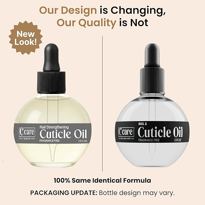 C CARE Fragrance Free Cuticle Oil For Nails - Repairs Cuticles Overnight - Moisturizes and Strengthens Nails and Cuticles - Dropper & Brush included - 2.5oz