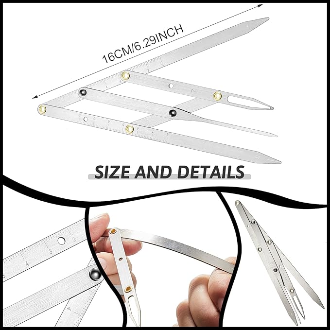 Weewooday 6 Pieces Tattoo Eyebrows Rulers 3 Point Positioning Ruler Mini Caliper Double Scale Vernier Calipers Eyebrow Caliper Microblading Ruler Measuring Tool with Eyebrow Shaver(Black)