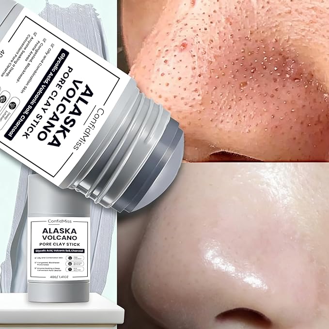 Clay Mask Stick for Blackheads, Deep pore Cleansing, Exfoliator Blackhead Remover Pore Cleanser Gentle Exfoliation Skin, Hydrating & Moisturizing Face Mud Mask for All Skin Types (Gray+Green)