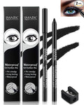 2Pcs Black Waterproof Smudge-proof Gel Eyeliner Pencil with Sharpener, Fade-Proof Eye Liner Pencil Smooth Water Line Pen,Thanksgiving Cat Eye/Smoky Eye Makeup Pen for Girls Mature Older Women