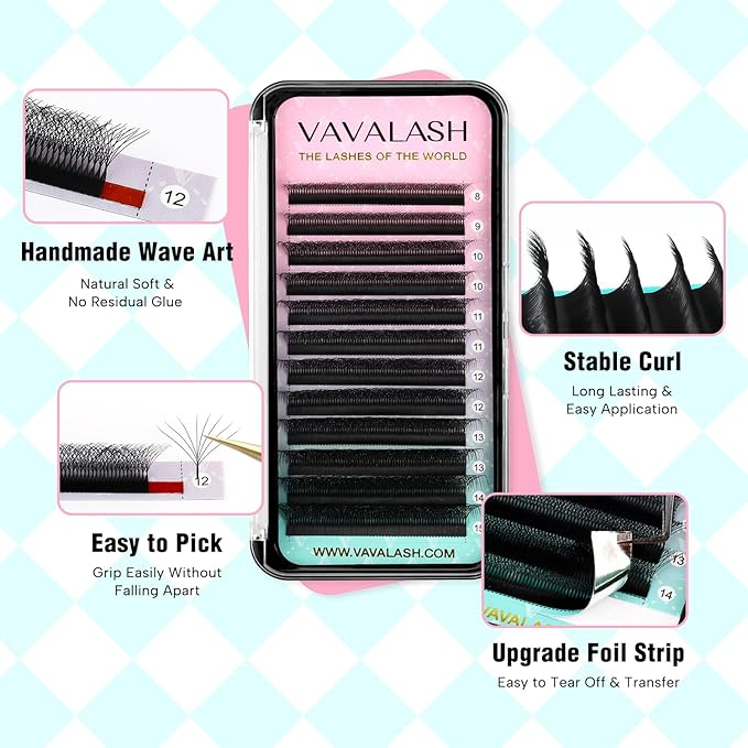 VAVALASH 8D W Shape Eyelash Extension 8D Premade Fans 0.07 D Curl Volume Lash Extensions Easy Fanning False Lashes Matte Black Volume Premade Cluster W Lashes(W Shaped-8D-0.07-D-8-15mm）