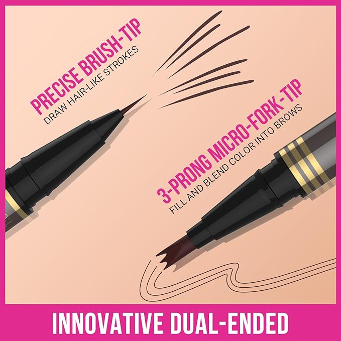 iMethod Microblading Eyebrow Pencil - Brow Pencil 2-in-1 Dual-Ended Eyebrow Pen with 3-Prong Micro-Fork-Tip Applicator & Precise Brush-Tip Creates Natural-Looking Brows, Stay on All Day, Brown