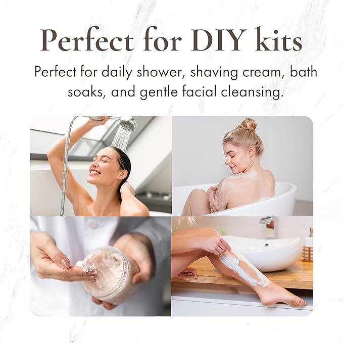 HalalEveryday Foaming Bath Butter Base Whipped 2 lb. Bag 100% Pure Natural Vegan Base Shower Bathe Facial Wash Applications Exfoliating Scrubs Shaving Cream Soap Bath Frosting