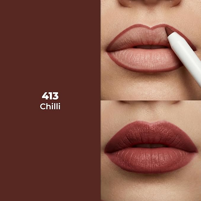 Lamel Gel Lip Liner Pencil - Chilli - 2-in-1 Waterproof Lip Liner - 8-Hour Wear, Creamy Texture, Sharpenable, High Pigment - Provides Smooth Finish or Full Coverage - N.413