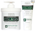 Advanced Clinicals Collagen Cream Body Lotion & Face Moisturizer | Skincare Anti Aging Collagen Lotion For Women, Men, Hand, & Neck Improves Look Of Crepe Skin & Uneven Dry Skin, 16Oz + Travel Size