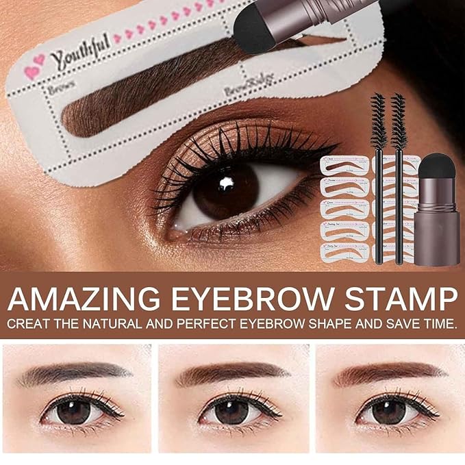 Instabrow Stencil Kit with Headband, Instabrow Stencil Kit, Insta Brow Stencil Kit, Instabrow Stencil Kit 12 Pack with Headband, with Eyebrow Powder Kit (1 Set + Eyebrow Powder 03)