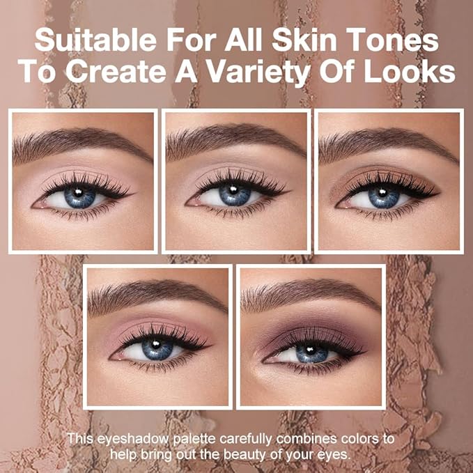 5 Color Matte Eyeshadow Palette, Warm Peach Nude Brown Eye Shadow, Soft Blendable Natural Eye Makeup, Smooth Long Lasting Matte Powder for Everyday Soft Glam Look, Sombra de Ojos 2