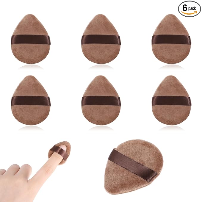 Giantree 6Pcs Mini Powder Puff, Setting Powder Puff, Mini Powder Finger Puff, Triangle Makeup Puff for Foundation Setting, Cushion Puff for Women Girls(Style A)