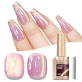 Cat Eye Gel Nail Polish Sheer Pink Purple Glass Jelly Magnetic Nail Polish Gel Shimmer Glitter Gloss Shine Holographic Translucent Color for Nail Art Manicure DIY at Home 12ml