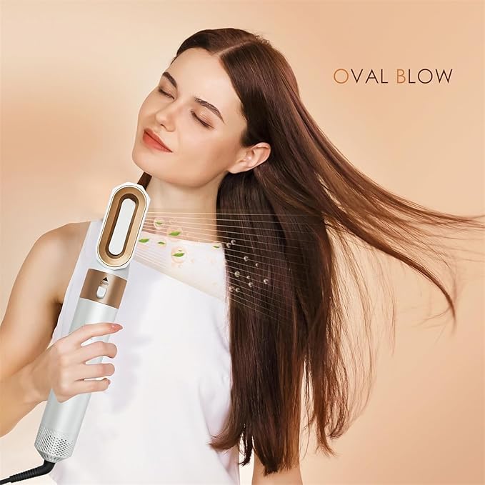Hair Dryer Brush 5 in 1, Negative Ion Blow Dryer Brush Set - 110,000 RPM High- Speed Hot Air Brush Air Styler Curling Wrap Air Curler,Curling Iron Hair Styling Tools for Straight Curl Drying Smoothing