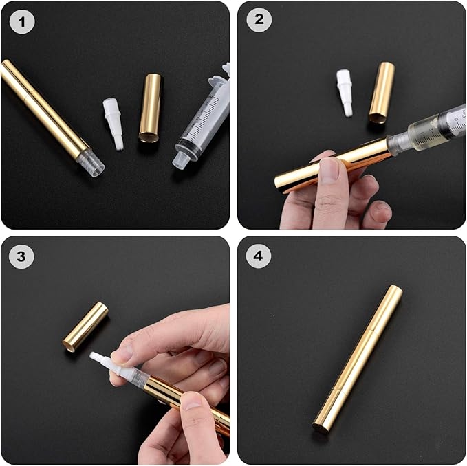 Lil Ray 3ml Empty Nail Oil Pen with Brush, Twist Pen for Tooth Whitening, Gel Lip Gloss Container, Eyelash Growth Liquid Tube(Silver, 24 PCS)
