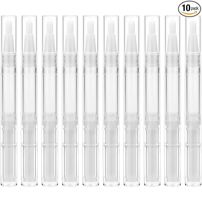 10 Pieces 3ml Transparent Twist Pens, Cuticle Oil Pen Empty Nail Oil Pen with Brush Tip Cosmetic Lip Gloss Container Applicators Eyelash Growth Liquid Tube with 1 Pack 3ml Transfer Pipettes
