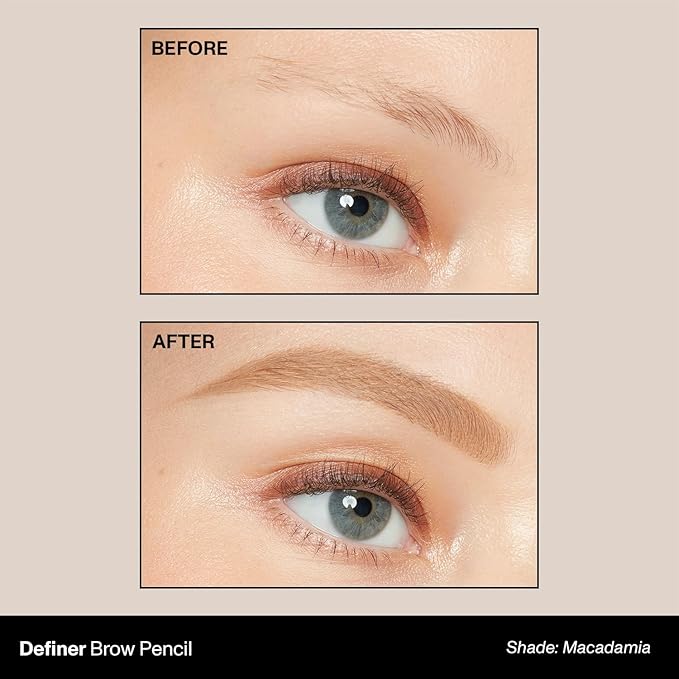 Morphe Definer Dual-Ended Brow Pencil & Spoolie - Eyebrow Pencil with Precision Slanted Tip for Shaping, Defining & Filling - Smooth, No-Tug Formula - Macadamia (0.003 oz)