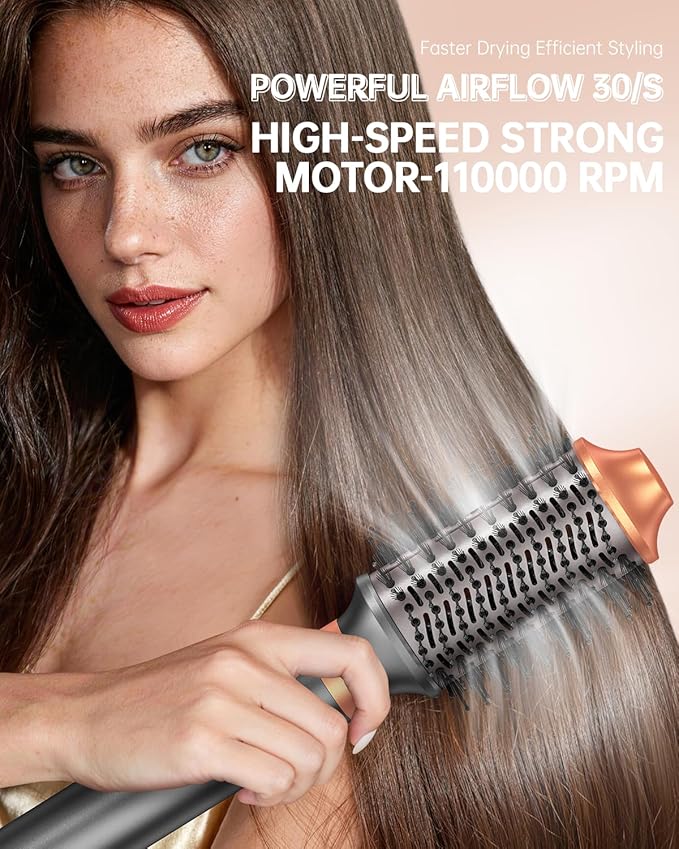 Hair Dryer Brush Air Styler: Dual Voltage 7 in 1 Ionic Multi Styling Tools with Hot Air Straightener, Auto Wrap Curlers, Frizz-Free Volumizer, Fast Blow Drying Curling Straightening and Smoothing