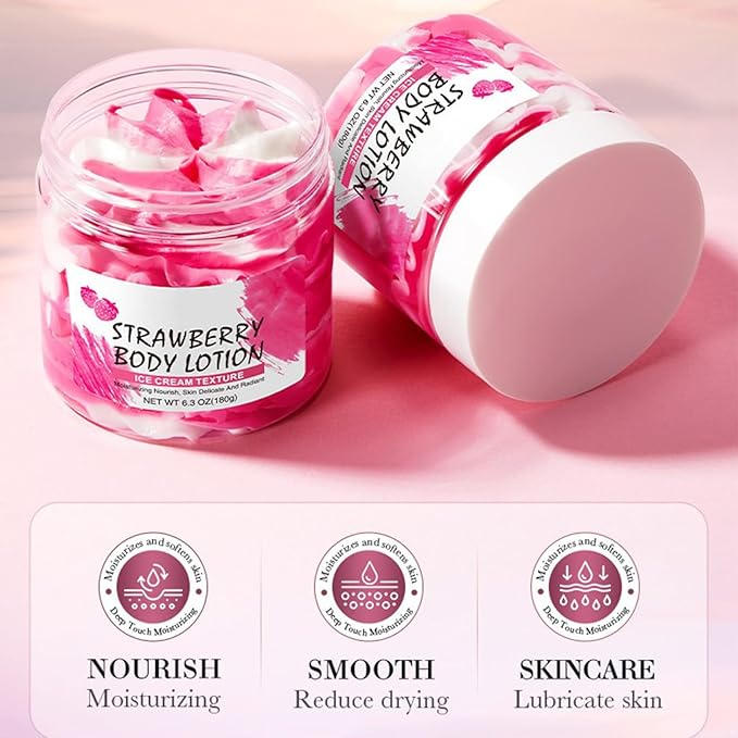 Lightweight Daily Body Moisturizer 180g – Soft Texture, Pleasant Scent for Normal Skin Strawberry One Size