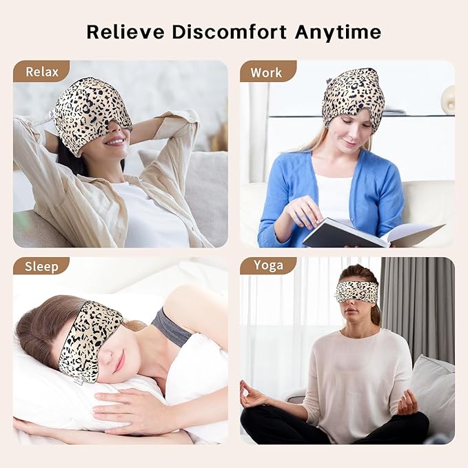 my novel things Migraine Relief Cap, Gel Cooling Relief 2 Pack Set, Hot Cold Therapy, Natural Relief Cap, Instant Headache Relief Gift for Women Men, Sinus Relief, Puffy Eyes,Tension, Stress Relief
