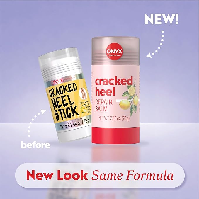 Onyx Professional Cracked Heel Repair Balm Stick for Dry Cracked Feet Treatment, Citrus Scent, 2 pack - Moisturizing Foot Balm, Rolls On, No Mess Like Foot Cream or Foot Lotion, Heel Treatment