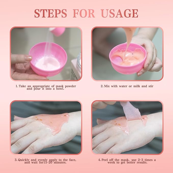 Jelly Face Mask for Facials, Bulgarian Rose Petals Natural Professional Peel Off Jelly Mask Gel Face Masks Hydrating&Moisturizing,Jelly Mask Powder DIY SPA 23 Fl Oz Jar