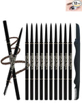 12Pcs Waterproof Dark Brown Eyebrow Pencil Set, Professional Brow Micro Eyebrow Retractable Pencil, Ultra Fine Long Lasting for Perfect Eye Liner Brows Eye Makeup Shaping & Filling Brow Gel Pen- 05