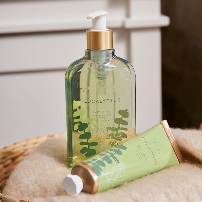 Thymes Moisturizing Body Wash with Pump - Body Soap - Bath Products - Skin Care - Liquid Soap with Notes of Eucalyptus Oil, Petitgrain, Bergamot, Lemongrass, & Fir (Eucalyptus, 9.25 fl oz)