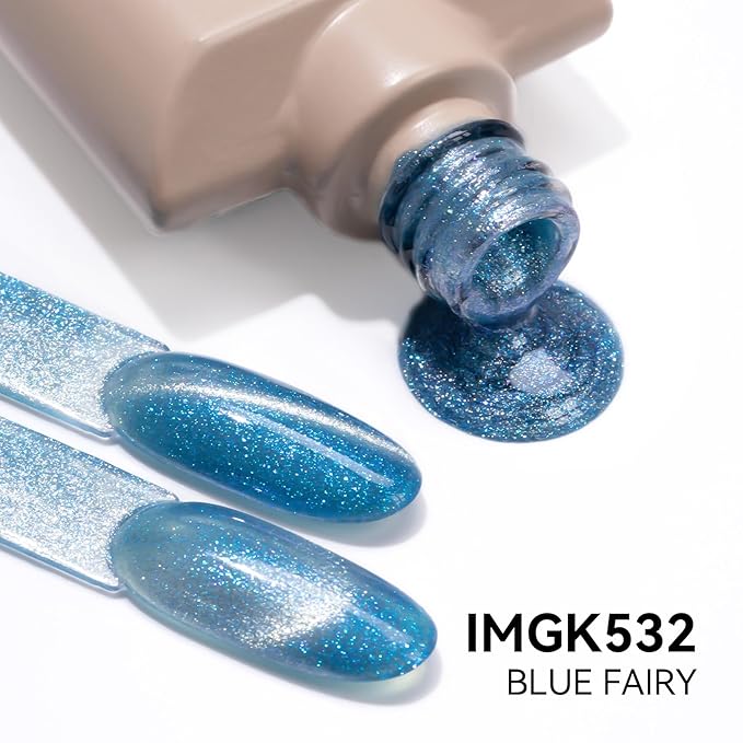 MAYCHAO 15ML Cat Eye Gel Nail Polish 1Pc Blue Glitter Gel Polish with Magnet Soak off Holographic Magnetic Nail Polish for Nail Art Manicure Salon DIY at Home, 0.5 OZ