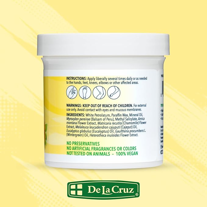 De La Cruz Arnica Salve Foot Care Cream for Dry Cracked Heels & Feet, Skin Care, Hand Salve, 24 Hour Moisture Balm, JUMBO 5.5 OZ